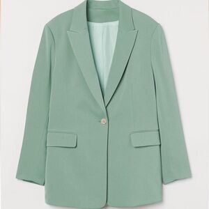 Light Mint Blazer with Button Details